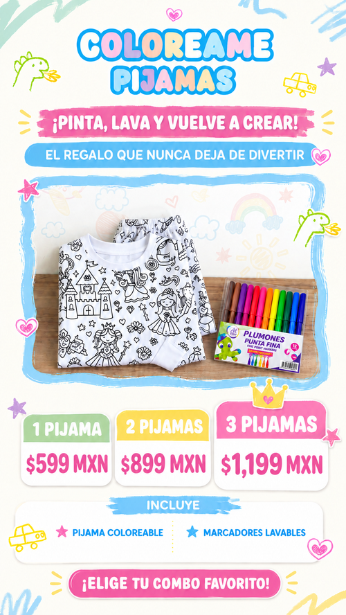 Kit Colóreame Pijamas + Marcadores Lavables ™