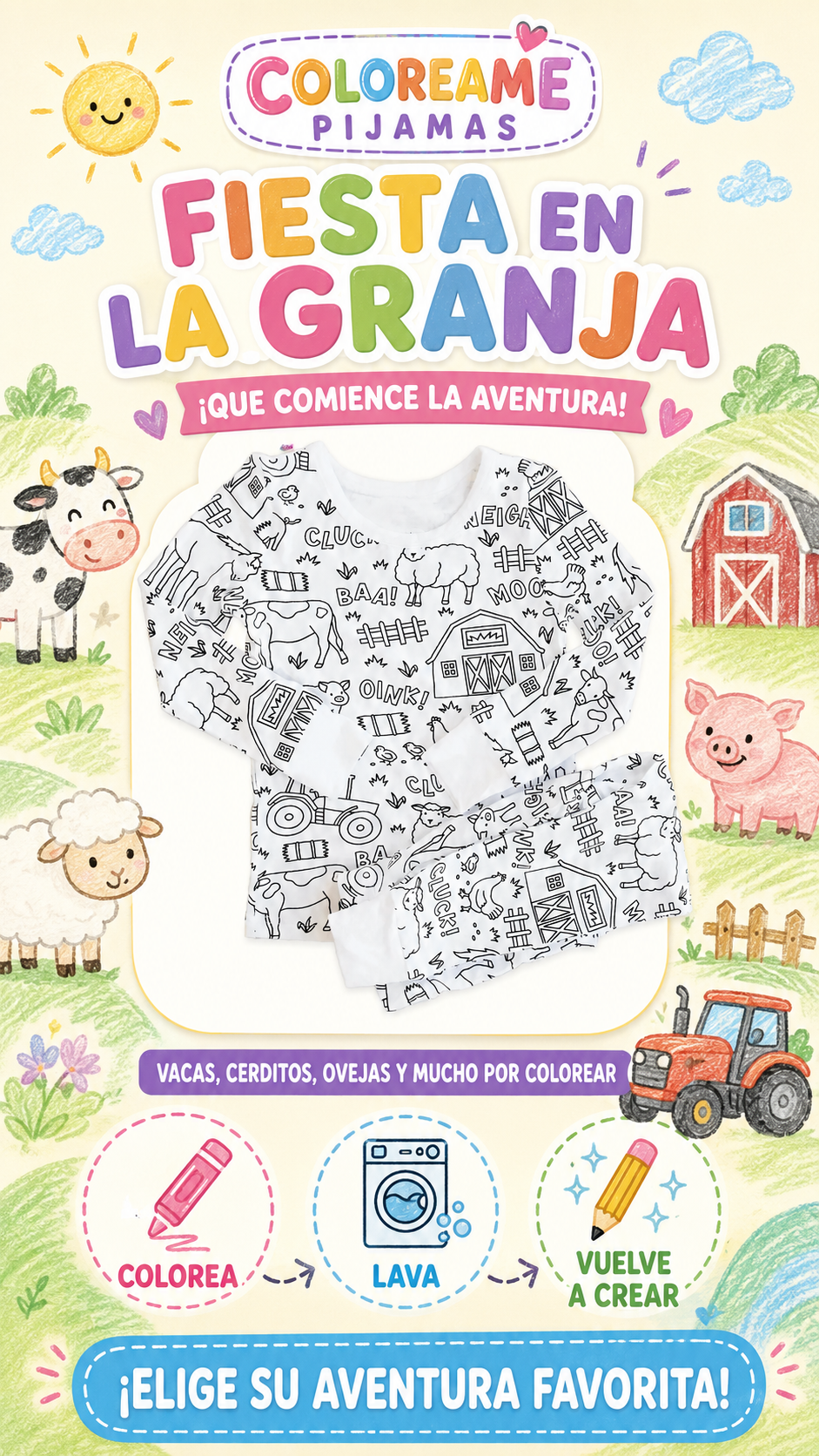 Kit Colóreame Pijamas + Marcadores Lavables ™